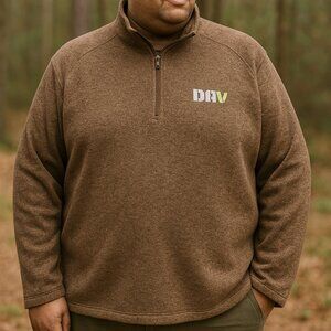 Devon & Jones Men's 3X Brown Quarter-Zip Fleece Pullover | Soft Warm Casual Swea